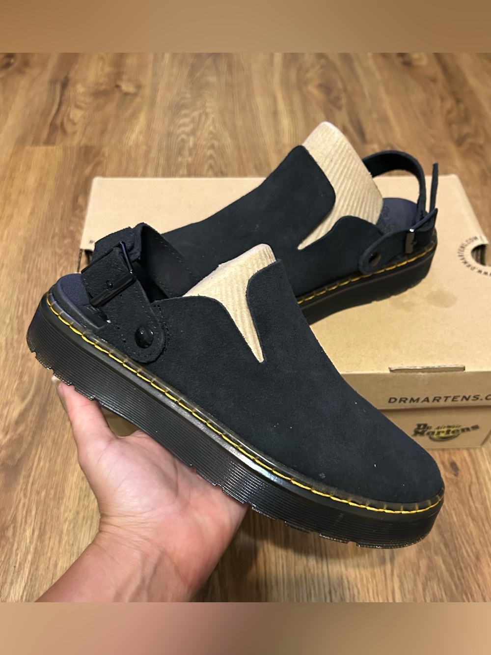 DR MARTENS Carlson black suede slingback mules clogs slip on shoes women’s 9 new